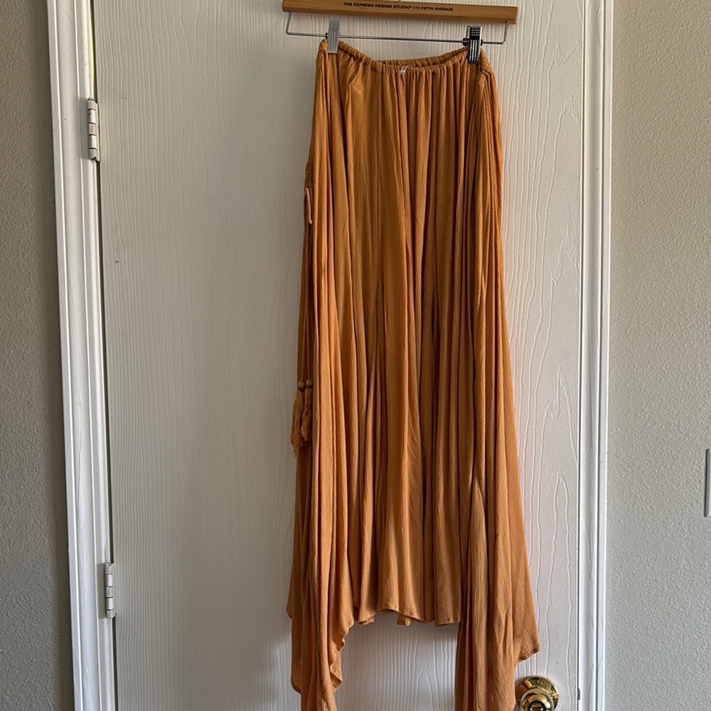 Free People Asymmetrical Convertible Golden Maxi Skirt